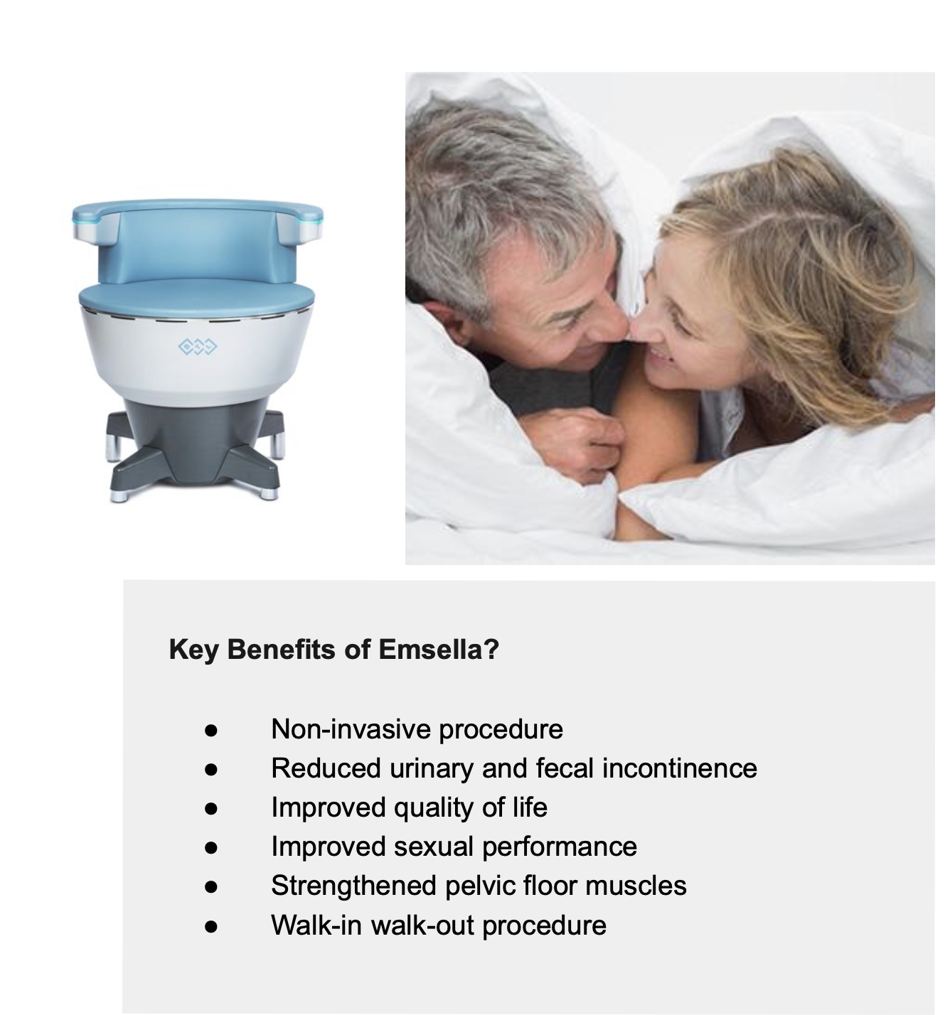 Emsella Chair for Urine Leaks, Urge & Nocturia